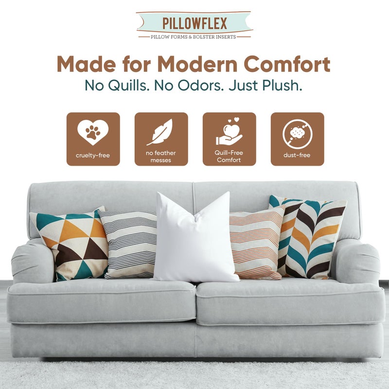 Pillowflex Synthetic Down Pillow Insert - 20x20 Down Alternative, Ultra Soft Large Square Throw Pillow, Couch Sham, Bed Sleeping - 1 Decorative Accent Form - Image 4
